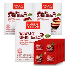 네츄럴올가 유기농 WoW사삭 애사비 캔디 고체 사과식초, 3개, 28정