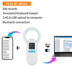 반려동물 마이크로 칩 리더 스캐너 반려동물 식별용 동물 칩 판독 장치 134.2Khz, 01 Bluetooth-White, 01 Bluetooth-White