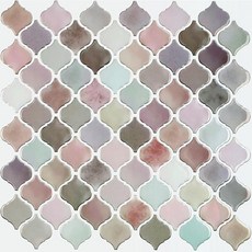 CHIHUT 아라베스크 필 앤 스틱 백스플래시 30.5 x 30.5cm(12 x 12인치) 방수 오일 프루프 블러쉬 핑크 라벤더 얼룩덜룩 한 대리석 자체 접착 벽 타일 탈착식
