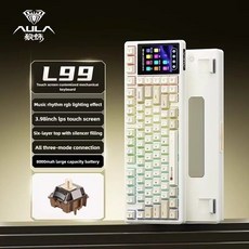 AULA L99 독거미 유/무선 기계식 키보드 터치 디스플레이 트라이모드 블루투스, 그레이 라떼
