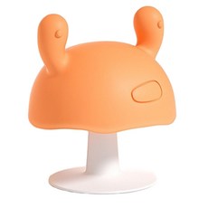 蘑菇造型寶寶固齒器，柔軟矽膠材質，舒緩長牙不適，安全無毒, 橙色, 1個, 固齒器