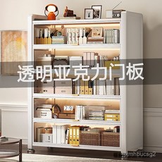 亞克力展示櫃 透明展示櫃 手辦櫃 模型櫃 陳列櫃 鋼製書櫃加厚多層儲物櫃落地透明門痛櫃手辦櫃臥室客廳家用收納櫃, 三門四層【白色】-透明亞克力櫃門,特厚碳鋼-100cm長*42cm寬
