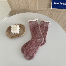 겨울 기모 양말 두꺼운 따뜻한 부츠, 1개, 버건디