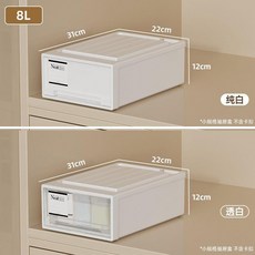 Neat 抽屜式收納盒 縱深31cm, 簡約透白色 整裝  免安裝 一個裝, 縱深27面寬19 高10-5L/PP材, 1個