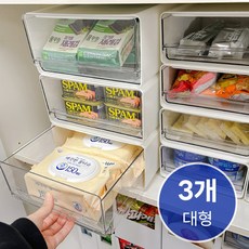 하이어데코 펜트리 정리함 층층이 수납 정리함, 투명 (대형), 3개