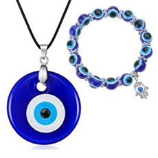 포 이블 비즈 참 브레이슬릿 블루 비즈 브레이슬릿 터키 럭키 목걸이 보호용 여성 남성에게 적합합니다