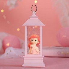 藍色城堡女孩水晶燈音樂盒擺件, 紅發公主【 無音樂】5*5*12cm,出廠盒子+賀卡【代寫賀卡】, 1個