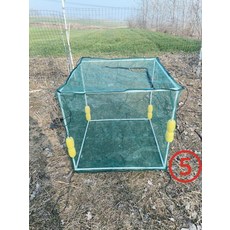 물고기 사육용 그물망 부력 케이지 양식장 그물, 이중 두꺼운 프레임 덮개 1x1x1m 하드 플로트