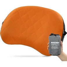 부드러운 세탁 가능한 커버가 있는 초경량 풍선 캠핑 베개 야외 캠프 스포츠 하이킹 배낭여행용 컴팩트한 휴대용 공기 베개블랙, Orange