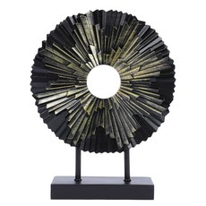 HODESUMPURE 골드 라운드 캐비닛 데코 거실 벽난로 럭셔리 주방 장식 조각 조각상, Black Gold