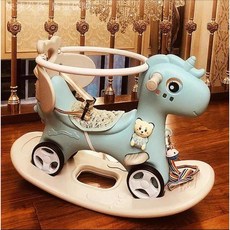 작은 목마 베이비 2 in 1 1-3 생일 선물 장난감 아이들 흔들기 놀이, 27 파란색+등받이+가드레일