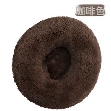 狗窩貓窩長毛絨圓形寵物窩狗牀冬季狗墊子寵物牀寵物用品, 1個, 咖啡色