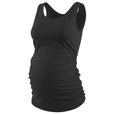 [ 378536 ] 여성용 임산부 탱크탑 - 임산부를 위한 선물 부드럽고 편안한 옆면 주름 장식 상의 및 의류 레몬 옐로우