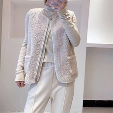 Helena 羊羔毛拉鍊馬甲 - 韓系寬鬆背心外套 素色毛絨韓版簡約寬鬆顯瘦百搭開衫背心 上衣女