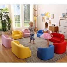 캐릭터 소파 소아과 치과 유치원 휴게실 리셉션 유아가구 모듈소파 다양한 동물디자인, 여러 사람, 짙은 파란색 싱글 소파