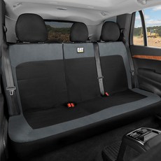 Caterpillar MeshFlex 자동차 시트 커버 트럭 및 SUV용 2개 세트 - 앞좌석용 그레이 카시트 커버 편안한 메시 백이 있는 범용 핏 디자인 측면 에어백 호환, 뒷좌석 커버, 뒷좌석 그레이