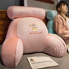 靠墊 牀頭靠墊軟包護腰靠枕, 獨角獸,中號靠墊+頭枕60*45*20釐米