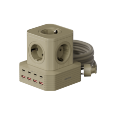 버티탭 버티컬 아웃도어 3m 고용량 릴선 리드선 13구 캠핑연장선 작업선 릴콘센트 캠핑전기선, 베이지, 1개