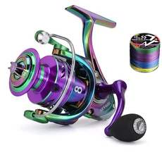 Sougayilang-10000 시리즈 낚시 릴 10 + 1BB 고속 4.7:1 기어비 스피닝 릴 낚시 태클 페스카 25KG 드래그 파워, 01 Purple