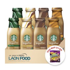 라온푸드 전용 인기세트 스타벅스 프라푸치노 병커피 커피+돌체+모카+카라멜 각2병씩 총8병 (간식 사은품 증정), 8개, 291ml