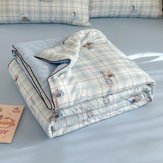 물세탁 가능한 면 여름용 이불 에어컨 이불 세탁기 사용 가능한 얇은 이불, 150*200cm 싱글 여름 이불, 영국 닥스훈테