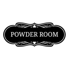 Signs ByLITA 디자이너 파우더 룸 사인 (브러시드 골드) - 스몰, 블랙