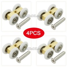 새로운 4개 세트 욕실 샤워 슬라이딩 도어 롤러 구리 행잉 풀리 4개 나일론 부드럽고 조용한 휠 러너