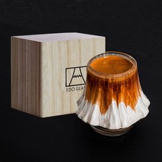 후지산 커피잔 세라믹 컵 감성 머그컵 에스프레소 잔 홈카페 컵, 화산 불꽃 (통나무 상자) x1 파이렉스