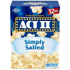 액트 II 심플리 솔티드 마이크로웨이브 팝콘 2.75온스 12개입 가방 4팩, 액트 II 심플리 솔티드 마이크로웨이브 팝콘 2.75온
