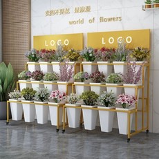 꽃다발진열대 랙 화분 생화 디스플레이 1층 랙 3열 화통 철제 흰색, 3 층 X4 골드 프레임 화이트 버킷  광고 보드, 큰, 1개