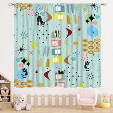 TYVGICZ Vintage Retro Curtains Mid Century Modern Decor Kitchen Farmhouse Bedroom Living Room Home