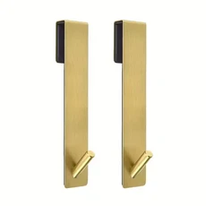 무소음 패드가 있는 헤비듀티 스테인레스 스틸 유리 도어 후크 2개 - 프레임 샤워 벽걸이형 수건, 03 Golden