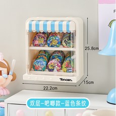 Toncen 雙層手辦展示盒, 1個, 【吧唧】藍色-收納層架