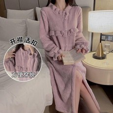 全店折扣 睡裙新款加絨加厚珊瑚絨冬季睡袍浴袍休閒寬鬆保暖長款睡衣家居服
