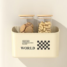 磁吸收納盒 冰箱置物架 臺灣現貨24H出貨 壁掛磁吸兩用置物盒 側面掛架 保鮮膜 餐具收納 洗衣機收納 小家電收納 置物, 1個, 中款, 奶油白