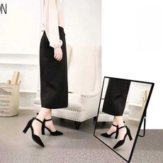 신발 거울 피팅 슈즈 바닥 매장용 쇼핑몰 가게 구두 옷가게 매장 착화 발 발거울, 8. 둥근 검정색 알루미늄 합금 40x50