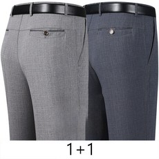 1+1 중년 남성 정장 바지 봄 여름 얇은 긴바지 하이웨이스트 아빠 바지 캐주얼 코디 일자 정장 팬츠 CY