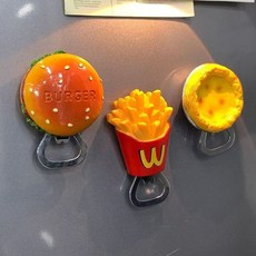 4組起子開瓶器家用冰箱貼麥當勞磁吸創意多功能啤酒裝飾擺件漢堡薯條, 1個, 蛋撻:4組
