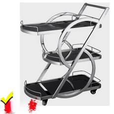 업소용 서빙 카트 이동식 뷔페 선반 와인바 테이블 매장, 기본구성, 1개, 유럽 스타일 실버 80x44x93.5cm