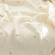 BUNNY PAPA 韓國三重紗蓋毯 兒童寢具 寶寶蓋毯 透氣舒適 安全無毒 六甲媽咪推薦, 星月米色