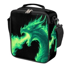 Cfpolar 스컬 스케이트보드 런치 박스 남아 여아용 단열 백 재사용 가능한 미니 쿨러 토트 박스 보온 식사 키트 어깨 스트랩 포함 직장 학교 피크닉용 173554, C-애니멀 플레임 드래곤 31