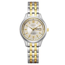 CITIZEN 女款系列機械自動藍寶石玻璃指針金屬手錶 PD7154-61P