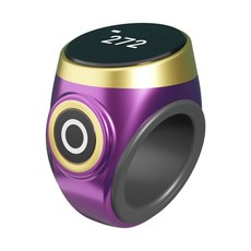 防水計數器 觸摸式夜光手按戒指型充電智能數顯電子記數器手動 念佛器, 紫色, 1個