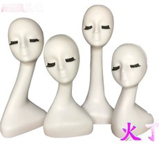 미용 두상 마네킹 얼굴 가발 메이크업 상반신 헤어 머리 여자 연습용, 1개, N. 상큼한 블루 메이크업 45cm