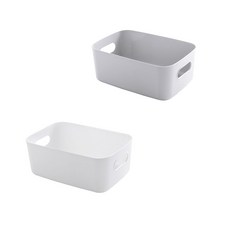 마켓마고Z 다용도 플라스틱 보관 바구니 대형 수납바구니, 화이트, 화이트