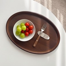 빈티지 우드 오벌 악세사리 트레이 타원형 쟁반 2사이즈, 1개, 우드 악세서리 트레이(L)