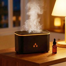 THOUSTA 벽난로식 무드등 무소음 미니 가정용 탁상용 초음파 가습기, 블랙, X02-1