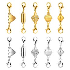 [ 1196691 ] 미코비비 더블 마그네틱 목걸이 잠금장치 10개 5가지 스타일의 및 잠금 클래스프 컨버터 주얼리 팔찌 발찌 (2가지 색상) 골드 실버, [ 1196691 ] 미코비비 더블 마그네틱 목걸이 잠