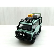 宅米吉 1:32 路虎衛士 LAND ROVER 越野箱型車 碧綠色 前輪轉向 車燈恆亮合金模型車, 1個