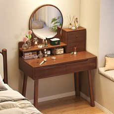 LED 수납 화장대서랍장 원룸 침실 화장대 세트 심플 고급 미니 화장대, 진한 갈색(2개의 서랍)